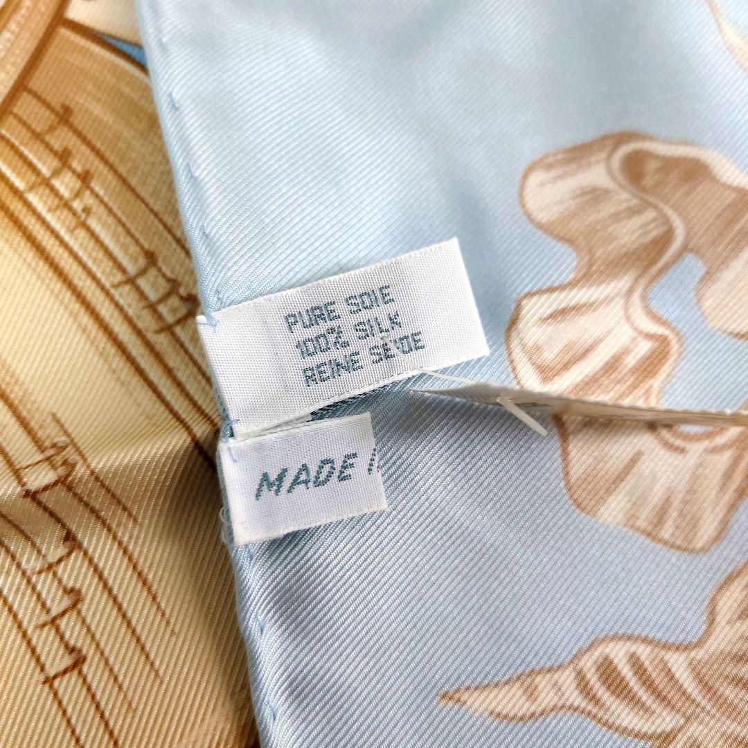 M1219D1 未使用☆Christian Dior シルクスカーフ 水色 楽器 - 小物新