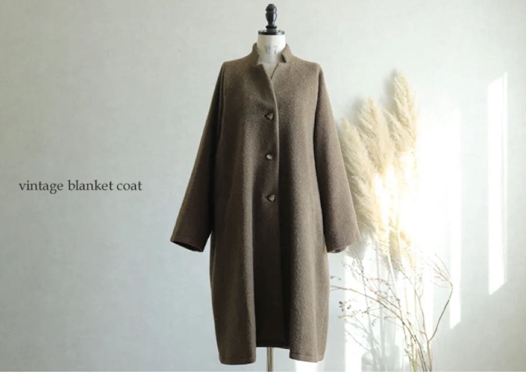 Veritecoeurヴィンテージブランケットコート カーキ / VC-1755