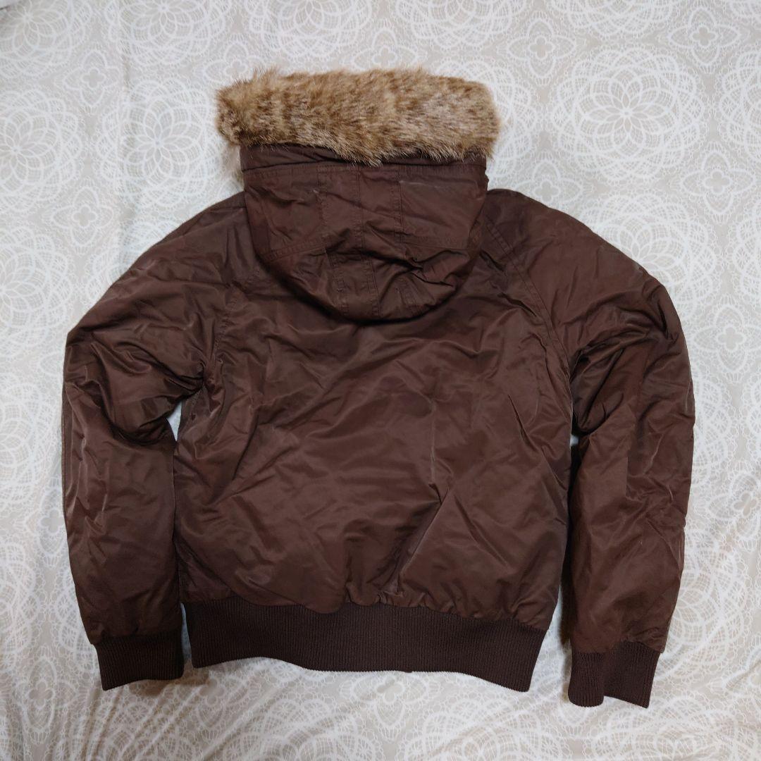 ブラウン ミリタリージャケット ファー付きポロラルフローレンジーンズレディースＬ