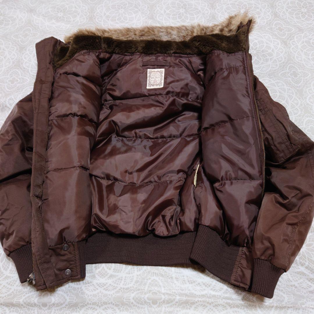 ブラウン ミリタリージャケット ファー付きポロラルフローレンジーンズレディースＬ