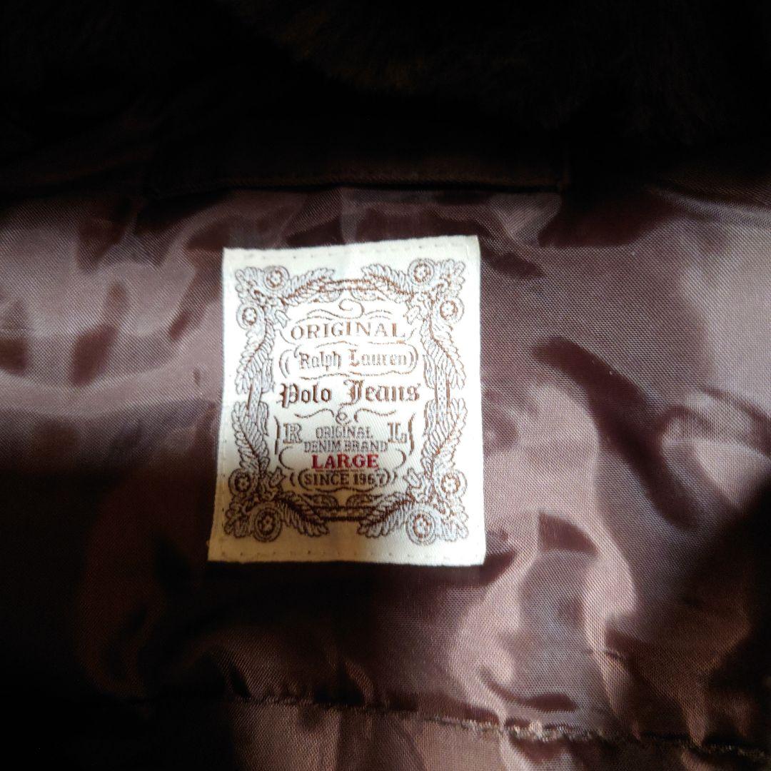 ブラウン ミリタリージャケット ファー付きポロラルフローレンジーンズレディースＬ