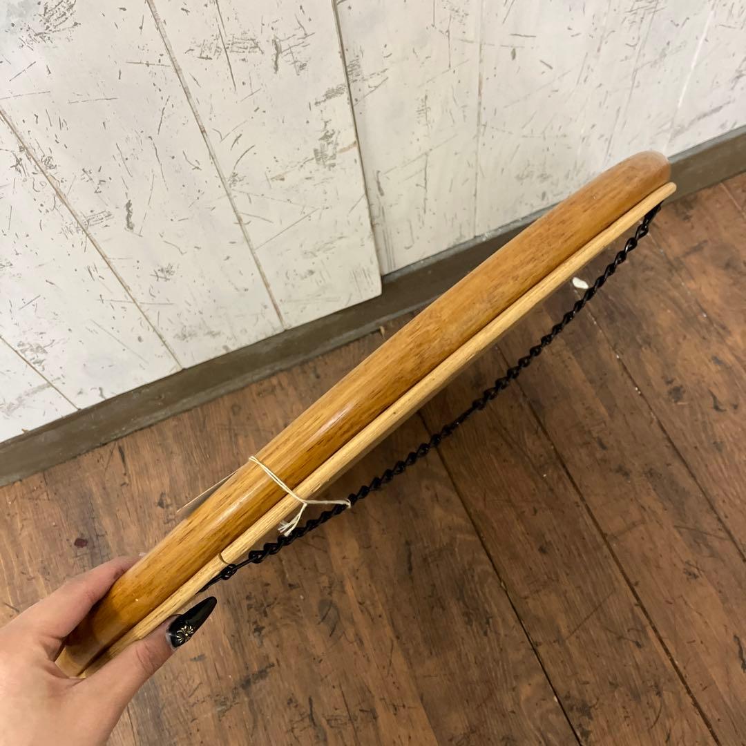 □A-壁 昭和レトロ ニチハン 木製 丸型鏡 ラウンドミラー ウォールミラー