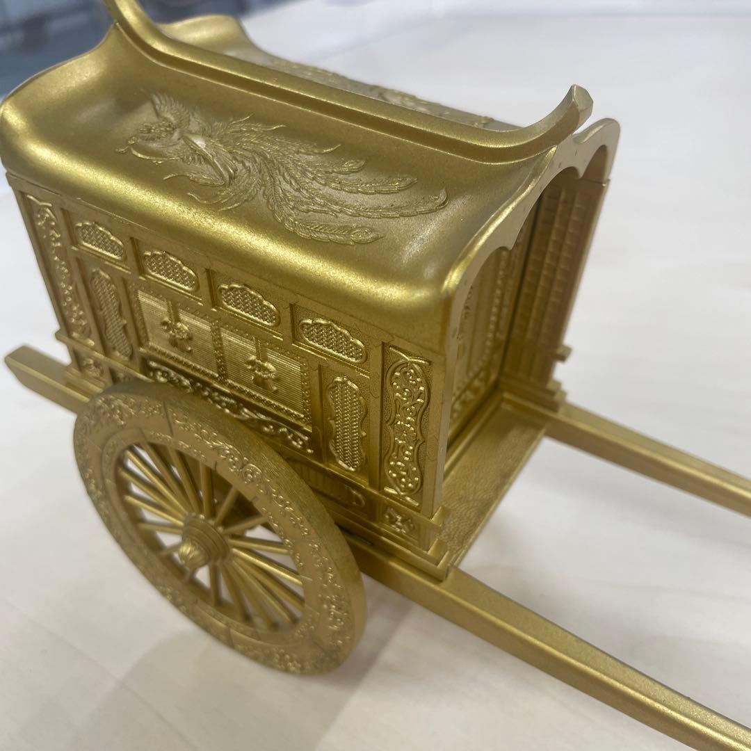 美品】竹 翁斎 御所車 黄金御所車 鳳凰 金メッキ ガラスケース付 光る