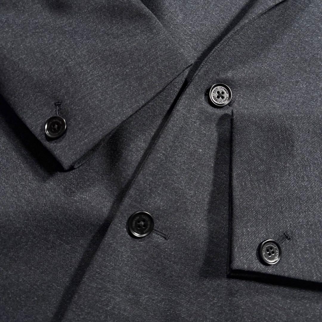 未使用級 L ナノユニバース ダークネイビー チェスターコート メランジ 紺