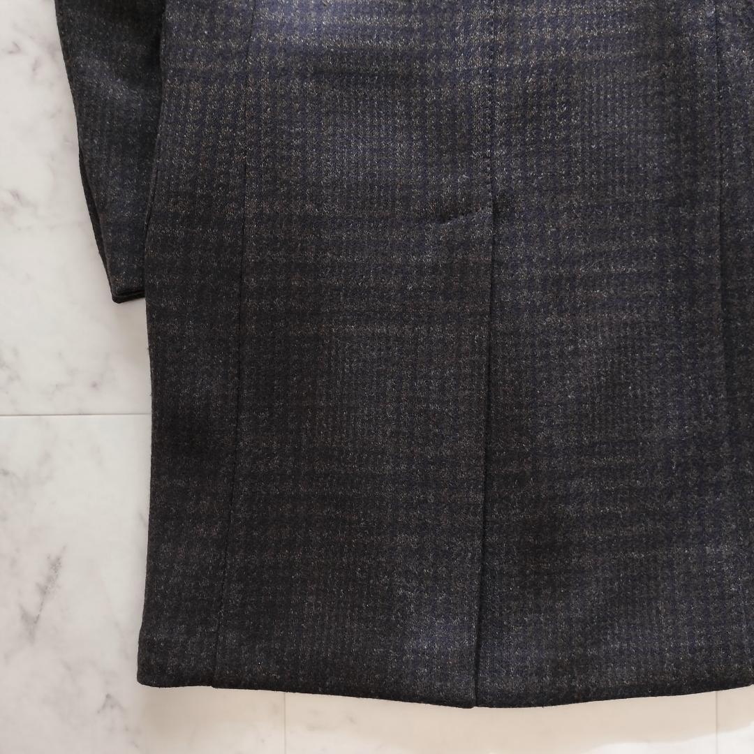 ラルディーニ グレンチェックウールチェスターコート 46 M ブラウン ネイビー