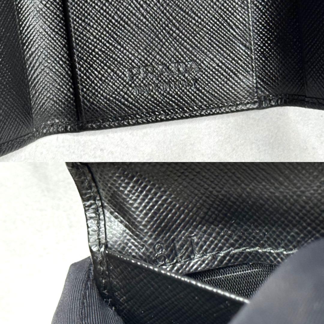 【美品】 PRADA プラダ / サフィアーノトライアングルキーケース ブラック