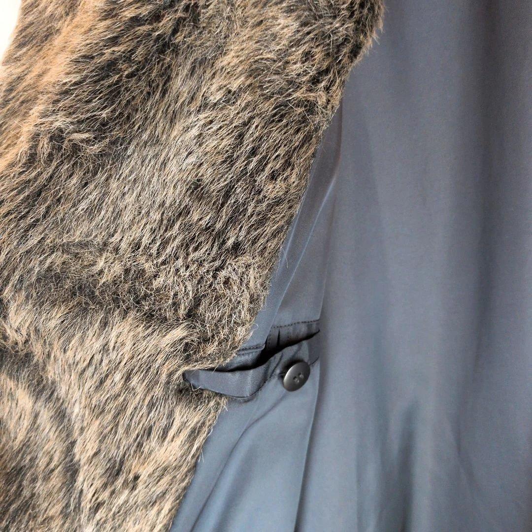 スーペリア フェイクファー チェスターコート グレー 大きいサイズ 50