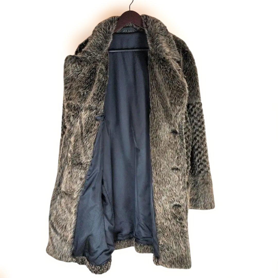 スーペリア フェイクファー チェスターコート グレー 大きいサイズ 50