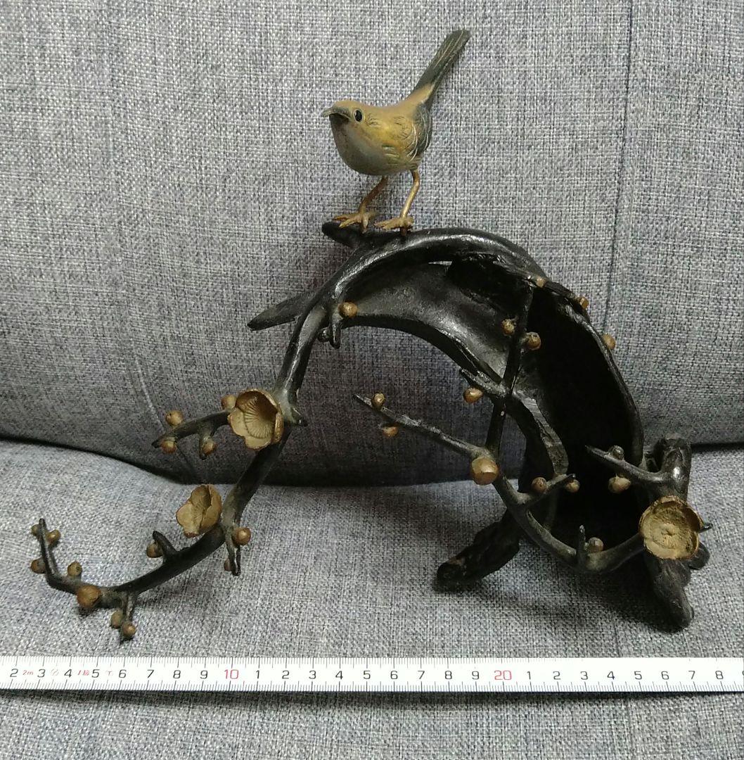 激レア♪銅？真鍮製 鳥と枝の彫刻！春・夏・秋・冬セットです(⌒▽⌒)