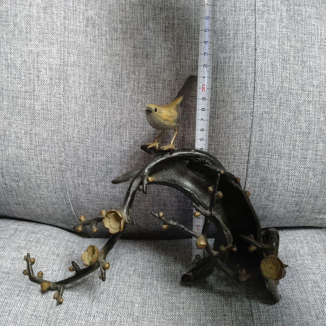 激レア♪銅？真鍮製 鳥と枝の彫刻！春・夏・秋・冬セットです(⌒▽⌒)