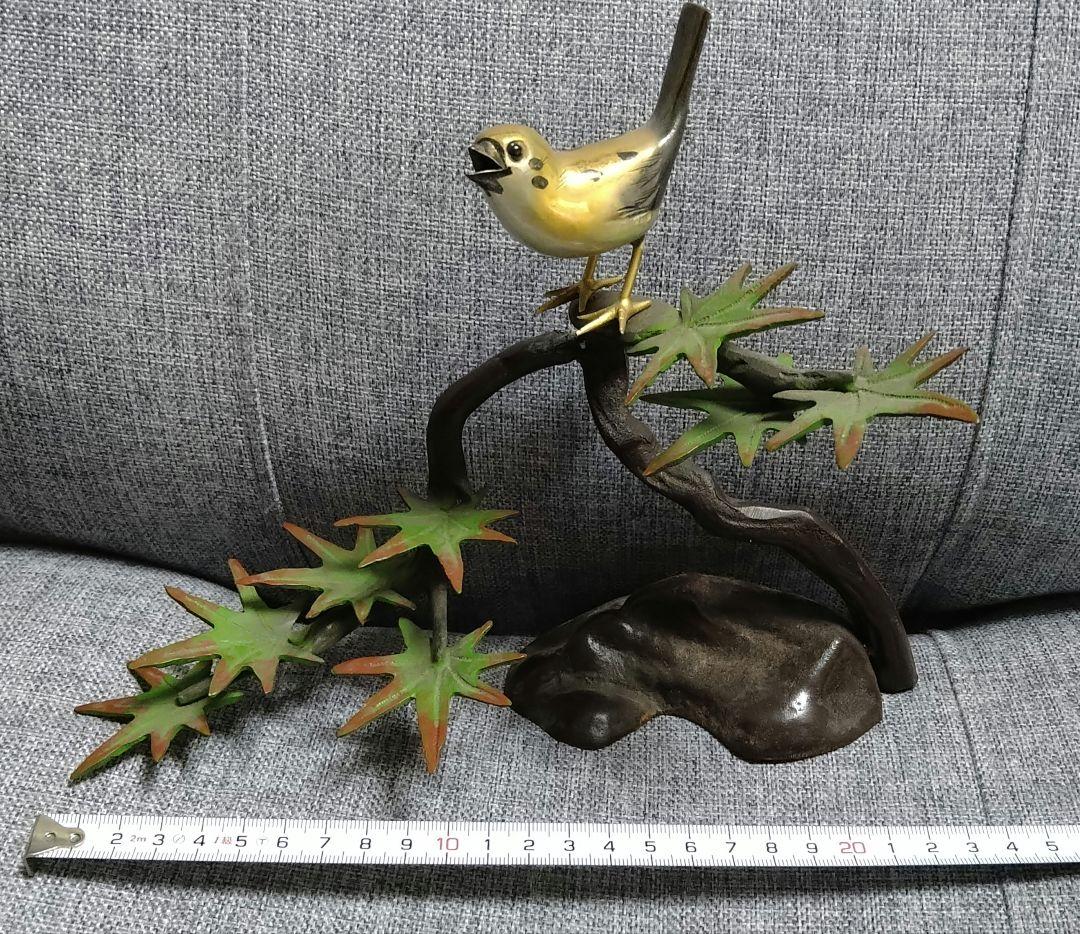 激レア♪銅？真鍮製 鳥と枝の彫刻！春・夏・秋・冬セットです(⌒▽⌒)