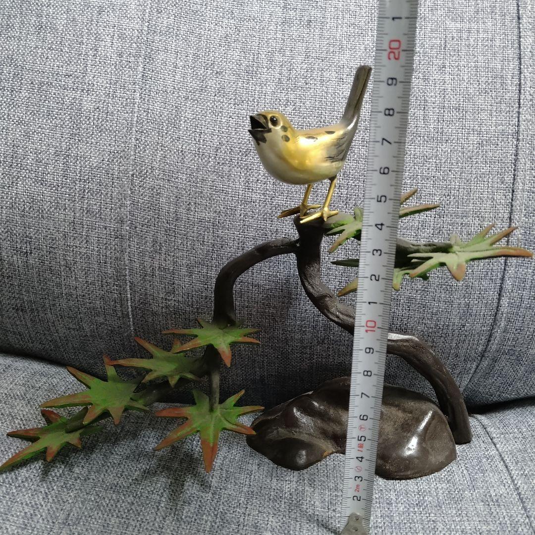 激レア♪銅？真鍮製 鳥と枝の彫刻！春・夏・秋・冬セットです(⌒▽⌒)