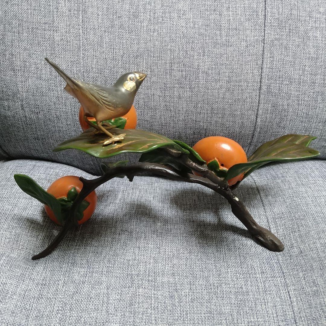 激レア♪銅？真鍮製 鳥と枝の彫刻！春・夏・秋・冬セットです(⌒▽⌒)