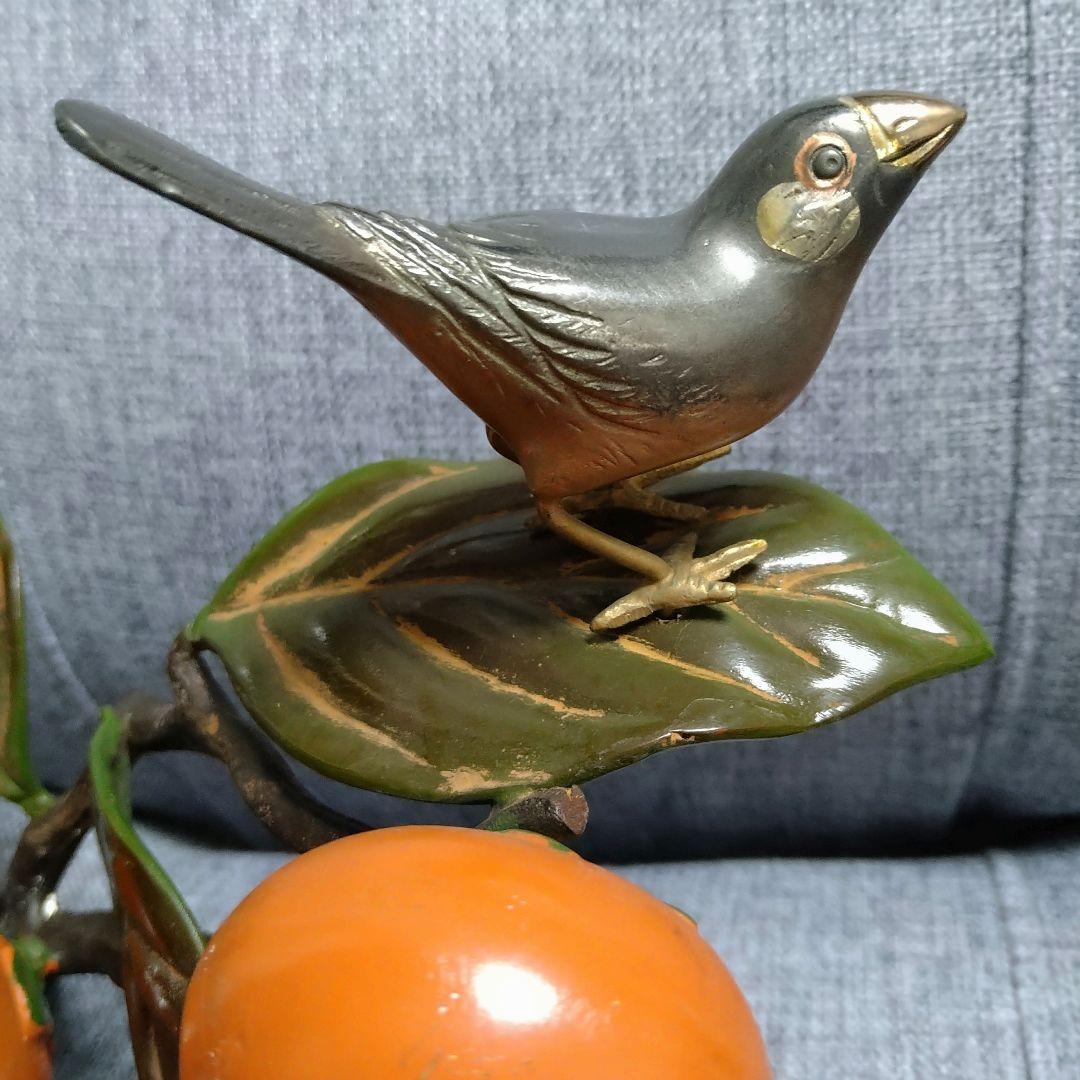 激レア♪銅？真鍮製 鳥と枝の彫刻！春・夏・秋・冬セットです(⌒▽⌒)