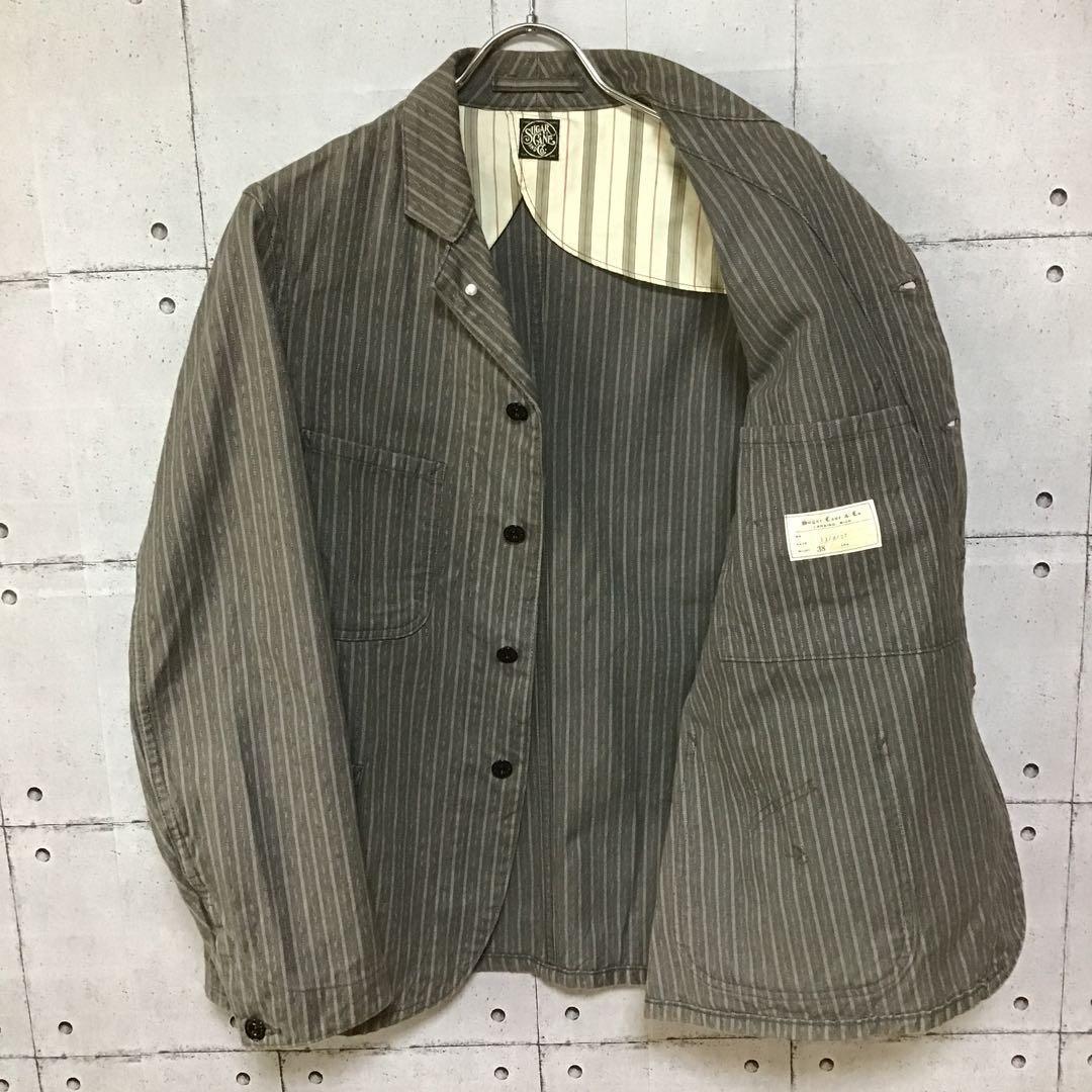 シュガーケーン　フィクションロマンス　ストライプ　カバーオール　３８　グレー