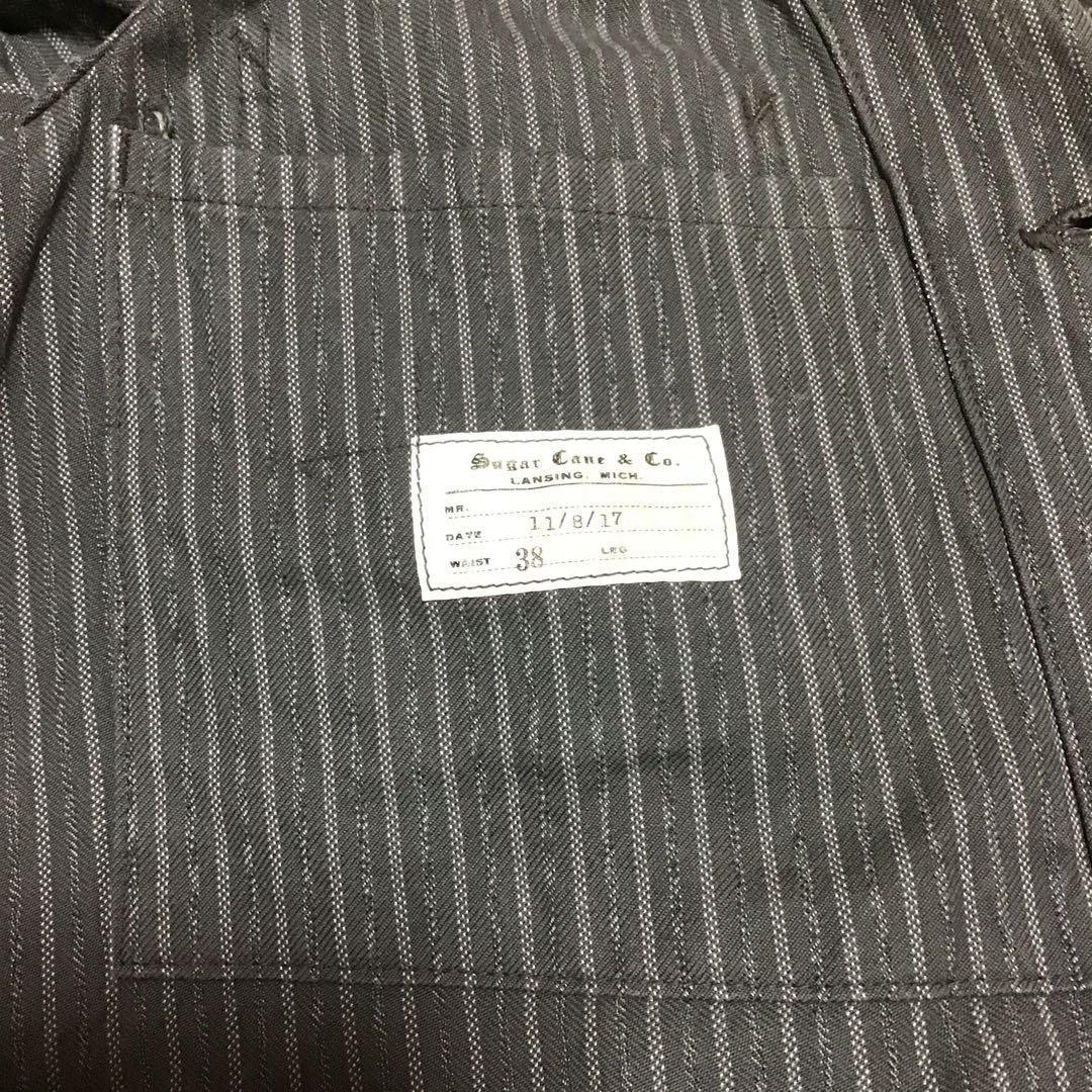 シュガーケーン　フィクションロマンス　ストライプ　カバーオール　３８　グレー