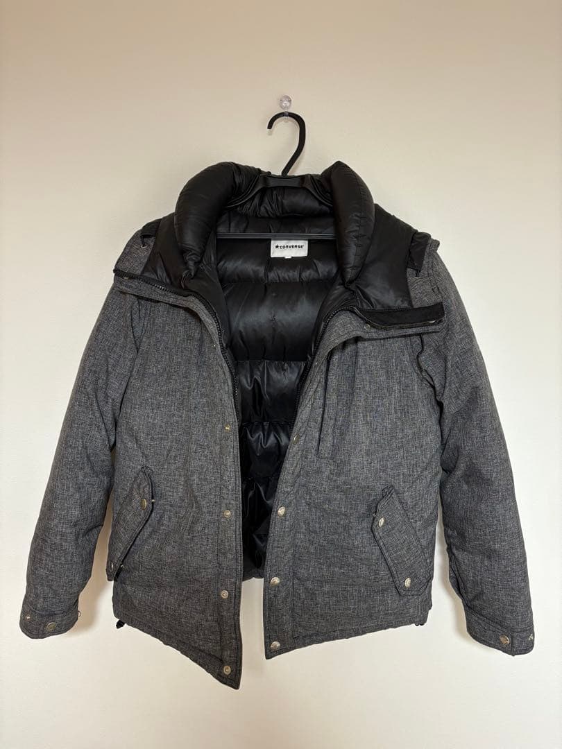 CONVERSE ALL STAR フード付きダウンジャケット グレー Mサイズ - メルカリ