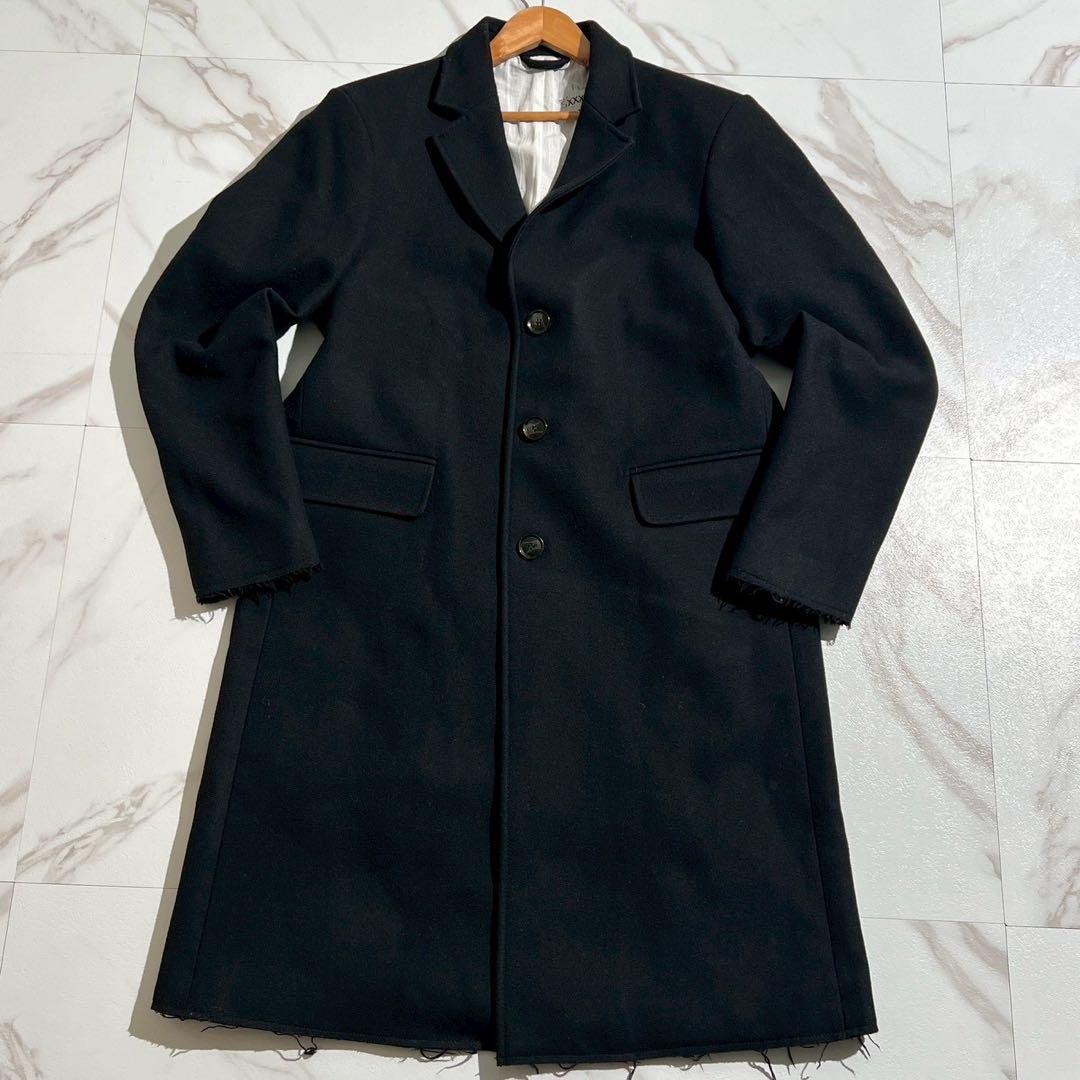【美品】ディーゼル チェスターコート Lサイズ 切りっぱなし加工 ウール 黒