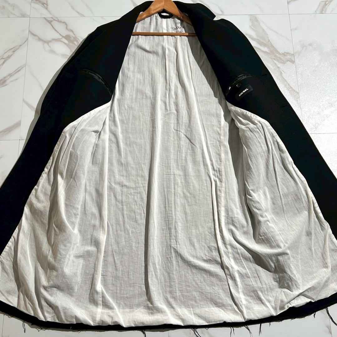 【美品】ディーゼル チェスターコート Lサイズ 切りっぱなし加工 ウール 黒