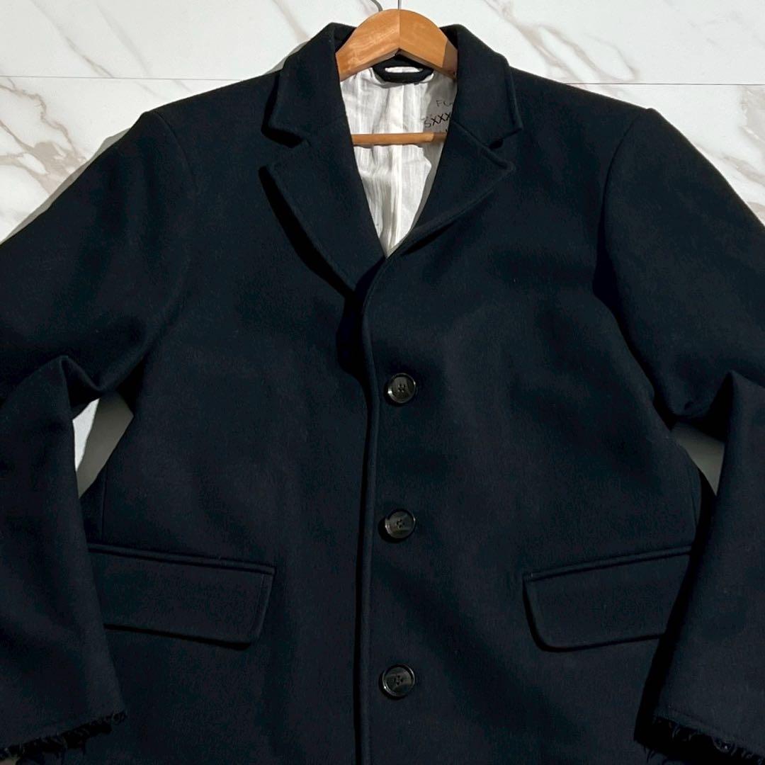 【美品】ディーゼル チェスターコート Lサイズ 切りっぱなし加工 ウール 黒