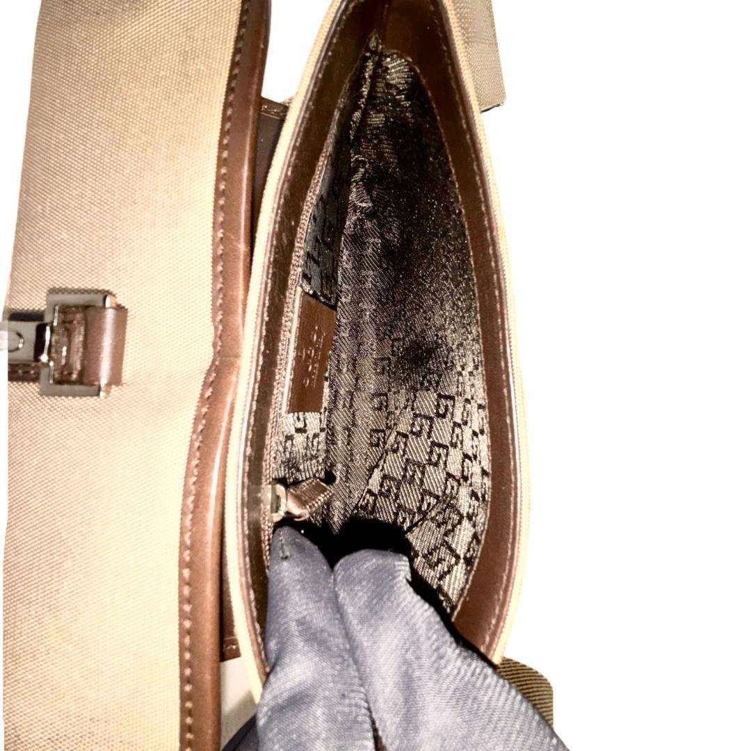 レア　GUCCI グッチ　ボディバッグ　ウエストポーチ　キャンバス　ベージュ