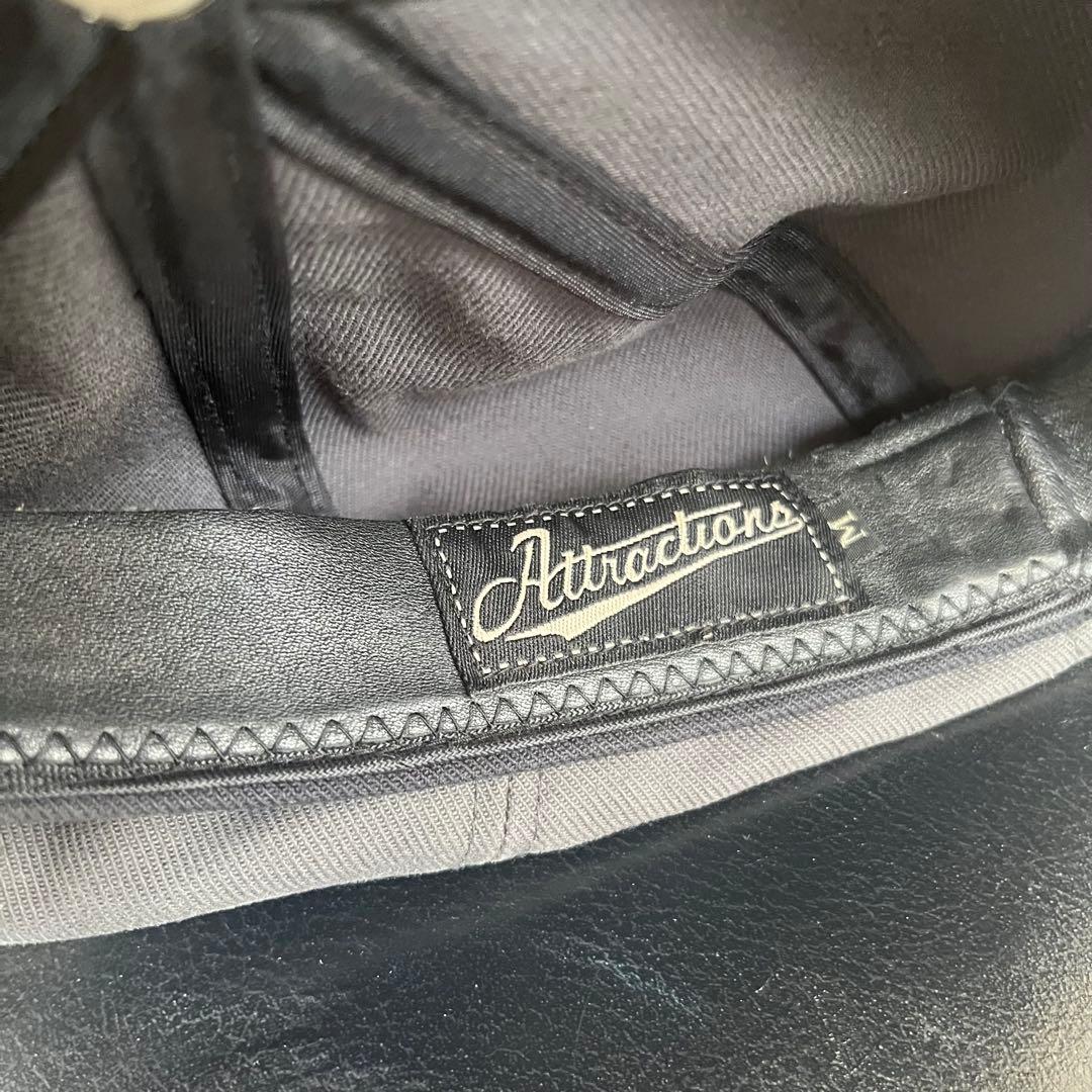 Attractions アトラクションズ 本革＋綿 チャコール キャスケット帽