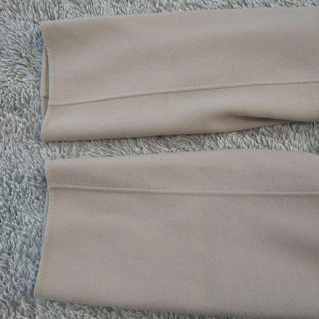 イエナ マンテコ ダブルフェイスリバーコート ノーカラー ベルト ロング ウール