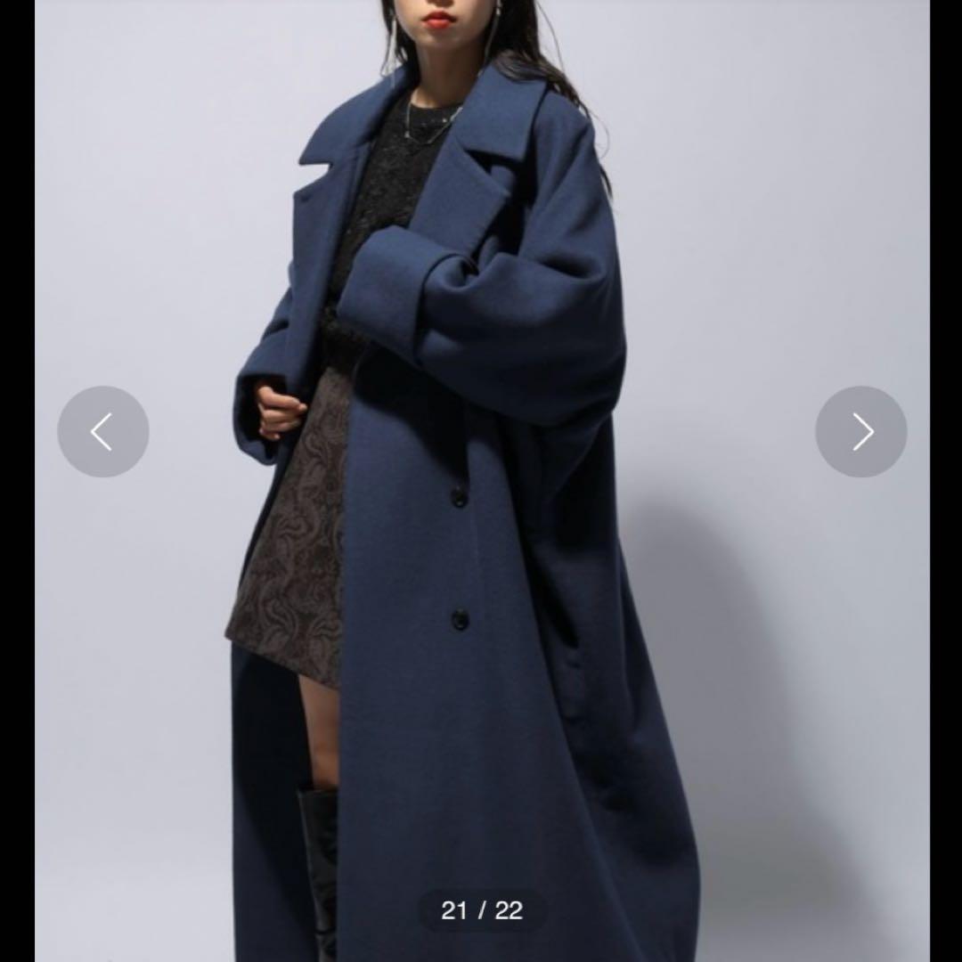 HARE 【ハレ】ウールオーバーロングコート　新品✨　ゆったり　青　ブルー　F