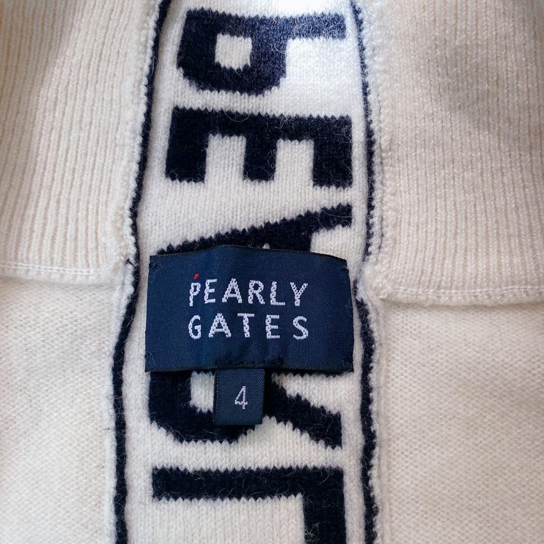 【美品】パーリーゲイツ　カシミヤ天竺 フルジップジャケット　バックロゴ　白　４