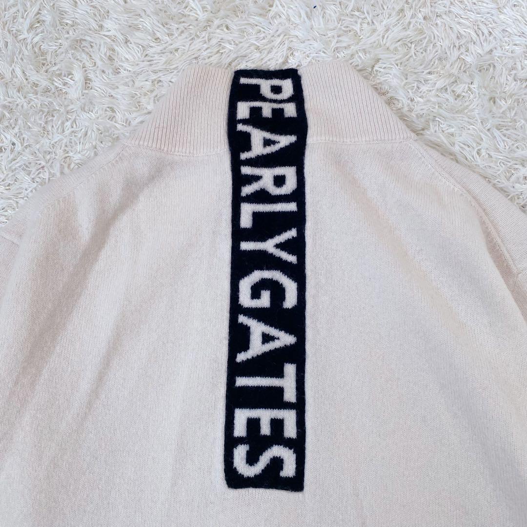 【美品】パーリーゲイツ　カシミヤ天竺 フルジップジャケット　バックロゴ　白　４