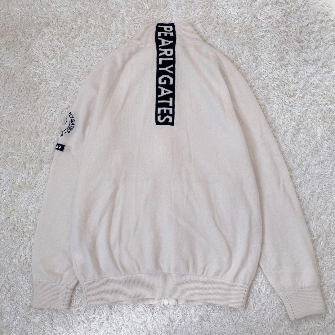 【美品】パーリーゲイツ　カシミヤ天竺 フルジップジャケット　バックロゴ　白　４