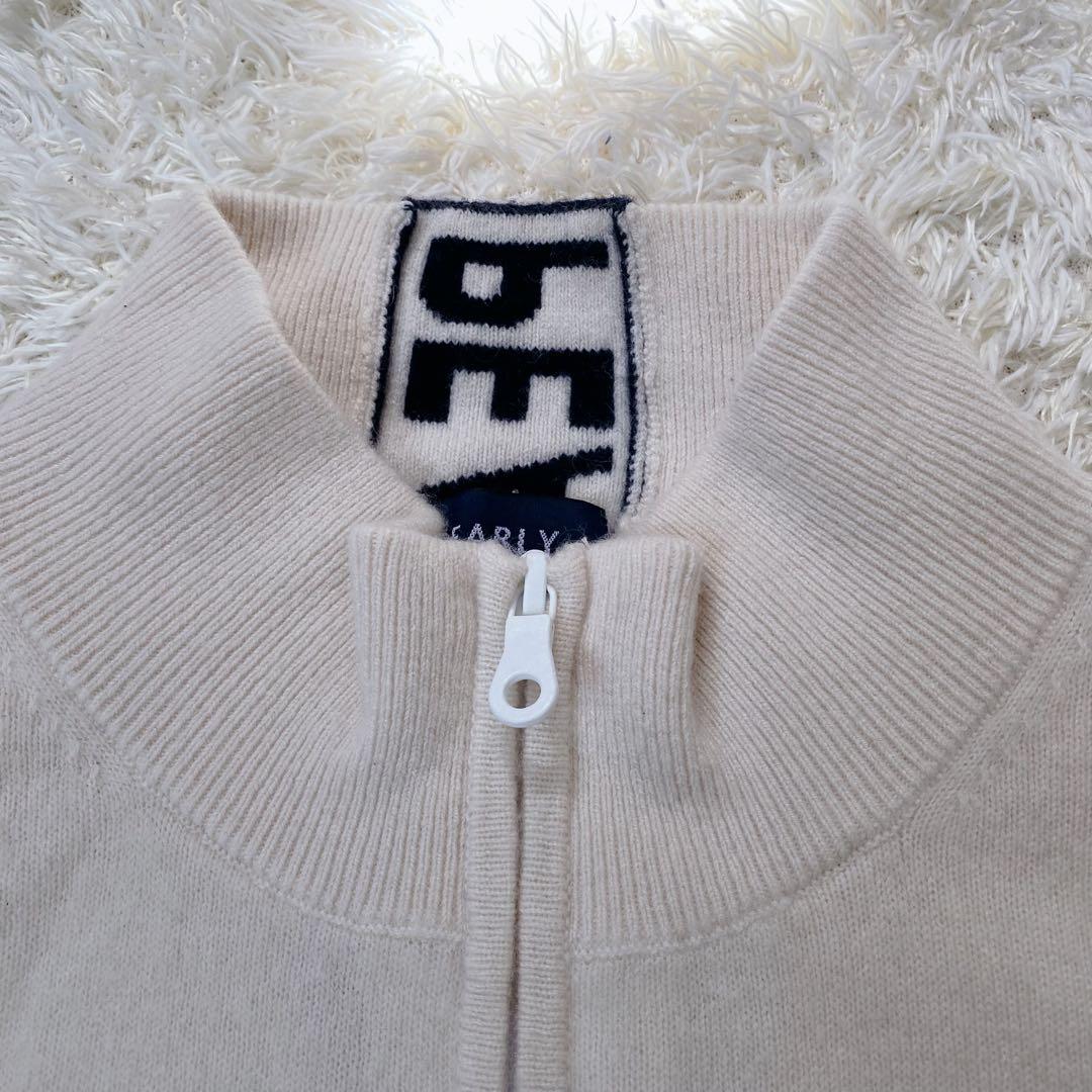 【美品】パーリーゲイツ　カシミヤ天竺 フルジップジャケット　バックロゴ　白　４