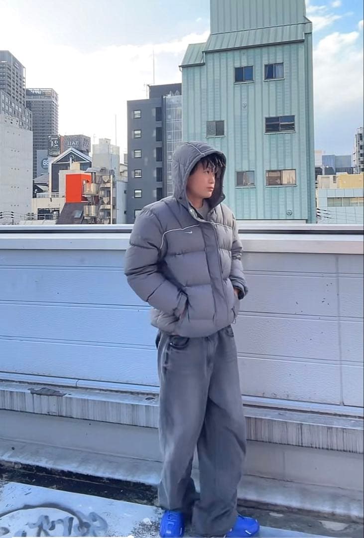 【即日発送】NIKE 90s 00s ダウンジャケット 刺繍ロゴ グレーy2k