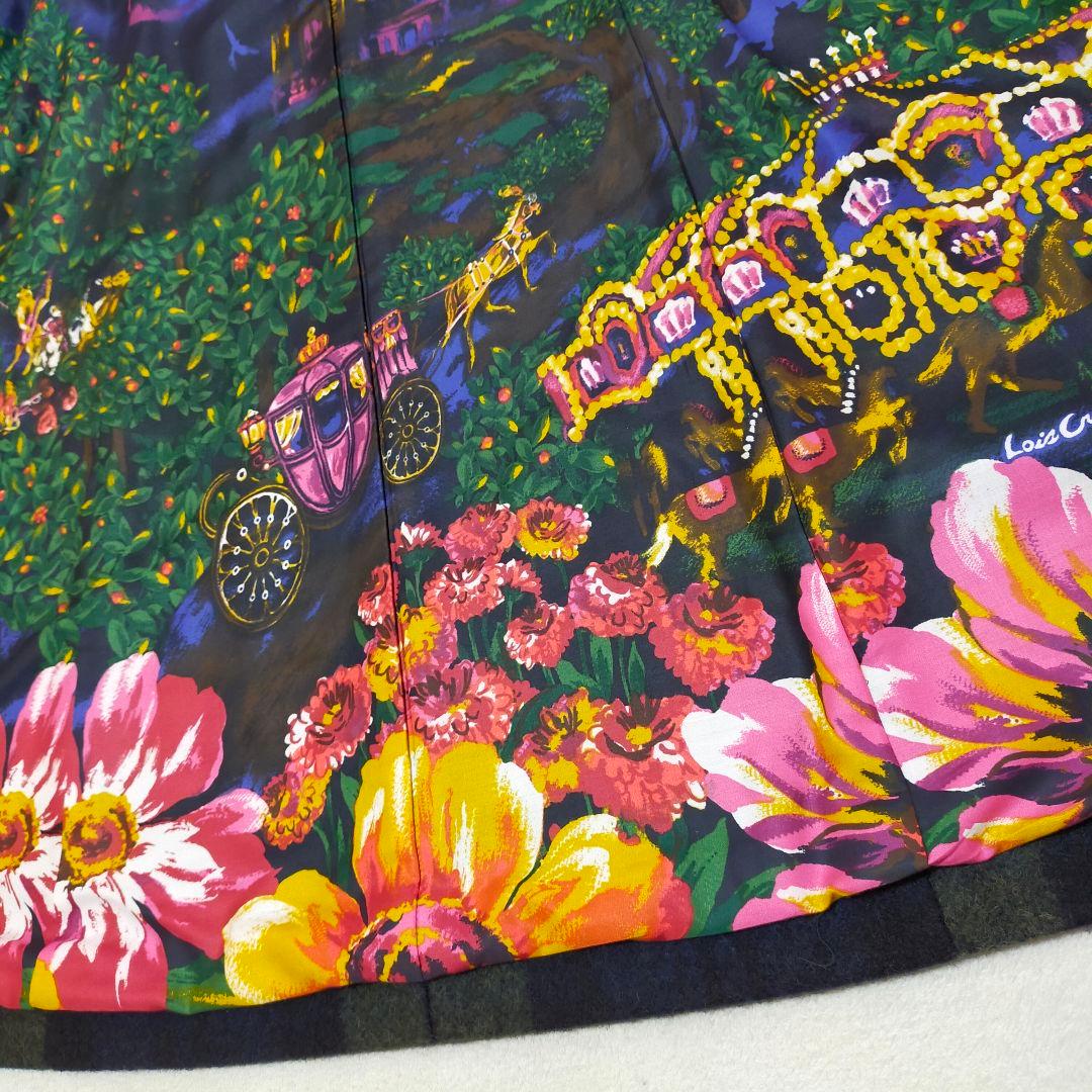 美品　Lois CRAYON　チェック柄　裏地総柄　ロングコート