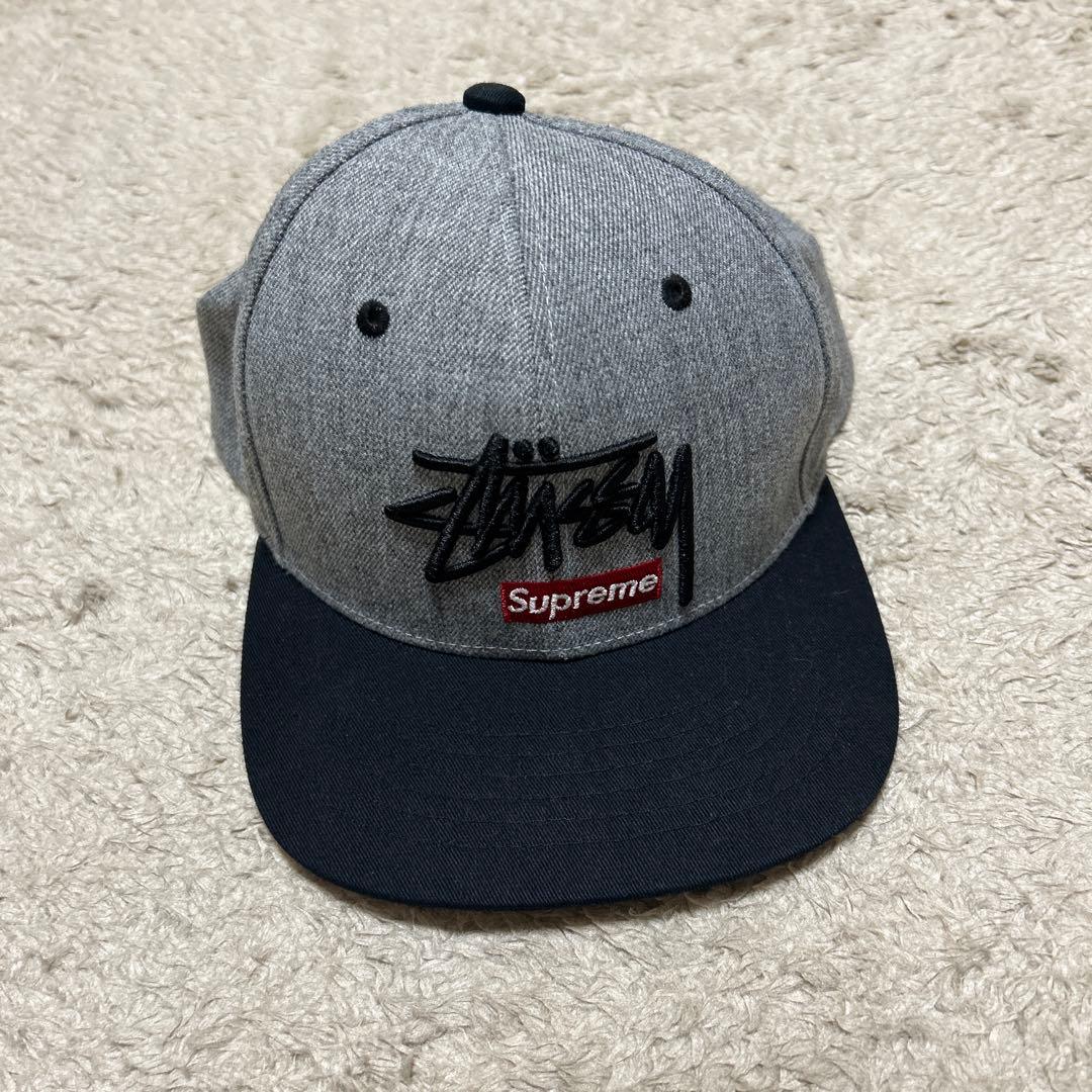Stussy Supreme ベースボールキャップ グレー/ブラック - メルカリ
