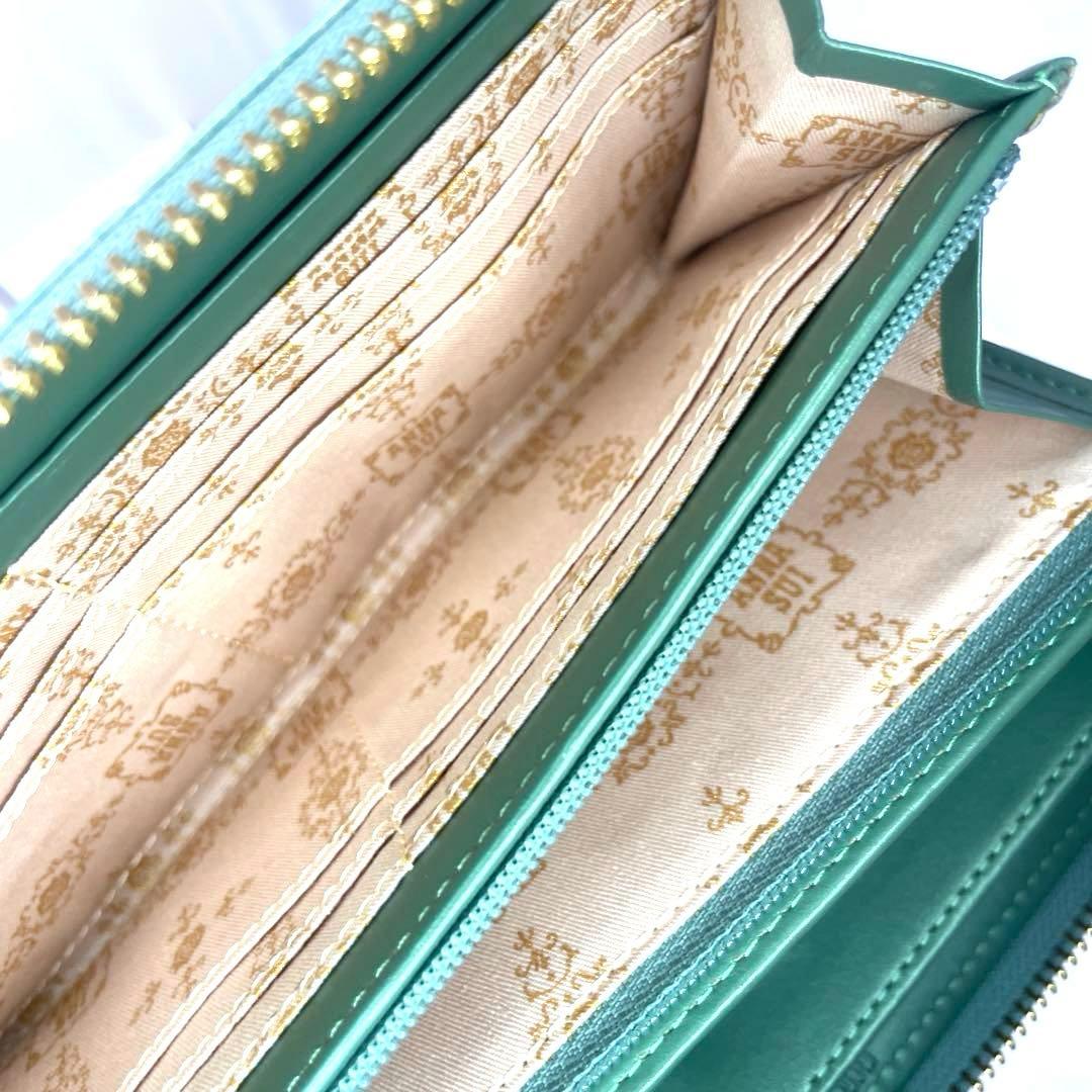 ANNA SUI　長財布　グリーン　ブルー　エナメル 　アナスイ