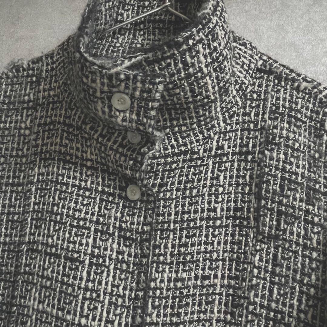 ジャケット・アウター louren stand collar tweed coat