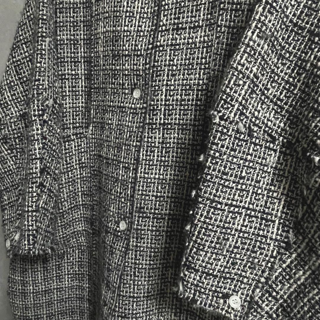 ジャケット・アウター louren stand collar tweed coat