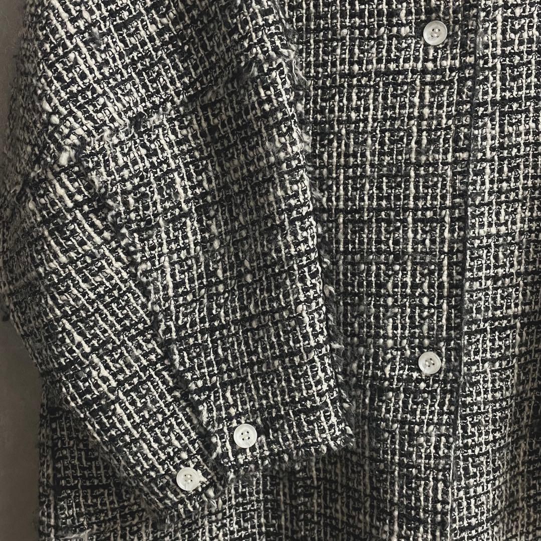 ジャケット・アウター louren stand collar tweed coat