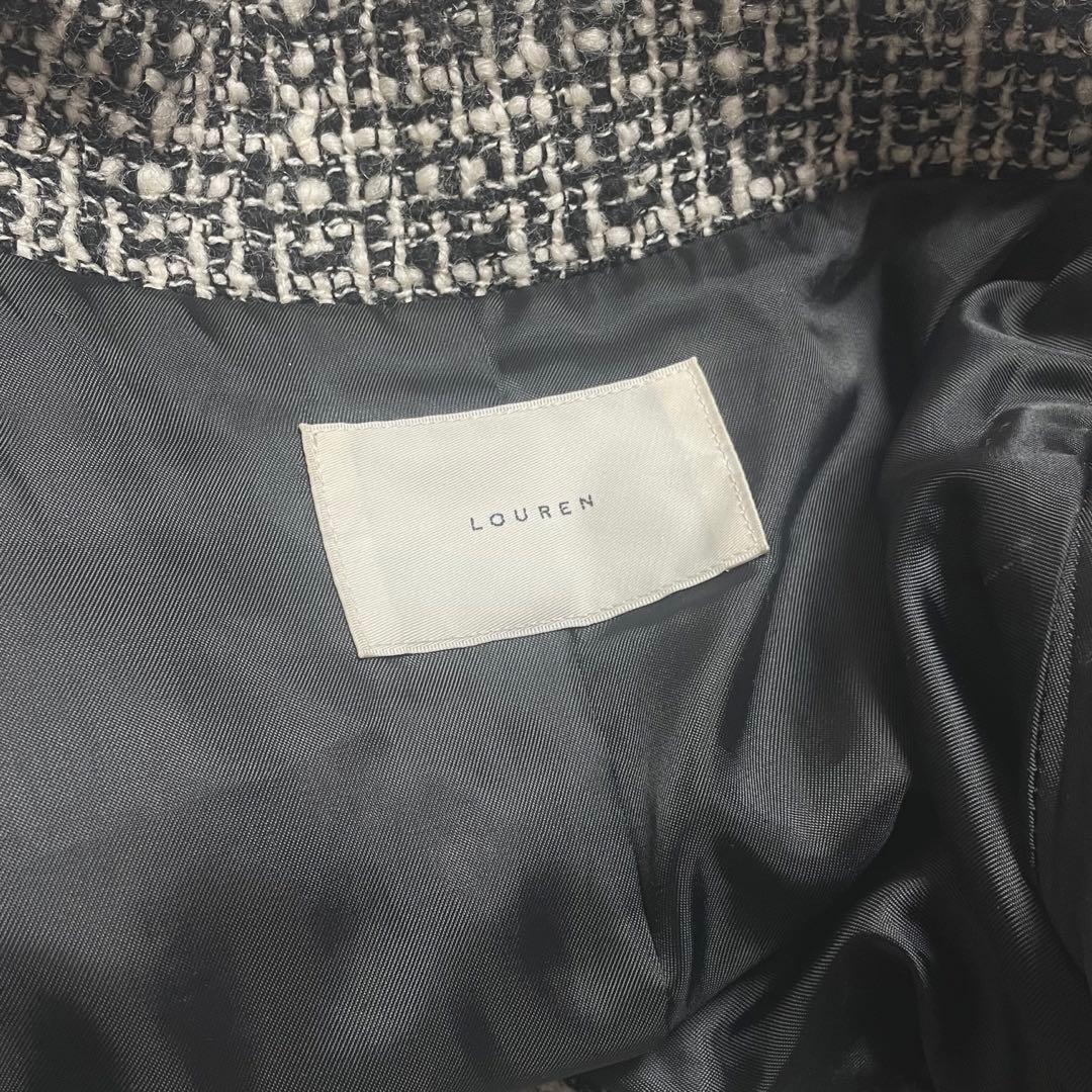 ジャケット・アウター louren stand collar tweed coat