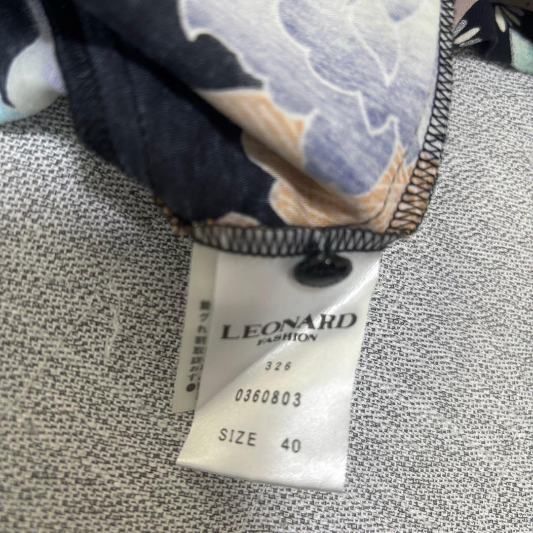 LEONARD 花柄 七分袖 ひざ丈ワンピース　レオナール