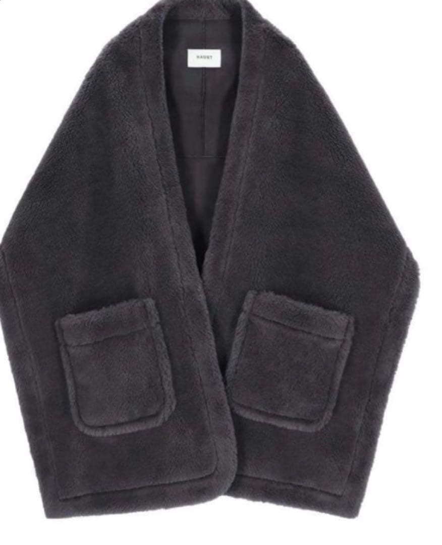 【美品】ハウントボアストールロング　ブラック