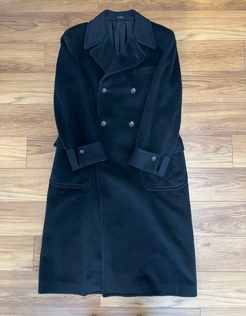 メンズ ウール イタリア生地 ロングコート ブラック