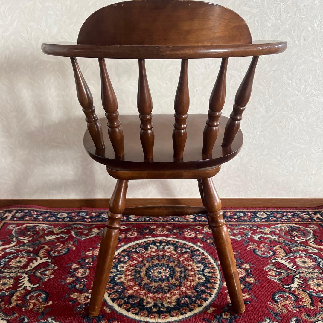 ウィンザーチェア 木製 回転チェア レトロ 回転式 ダイニングチェア ①