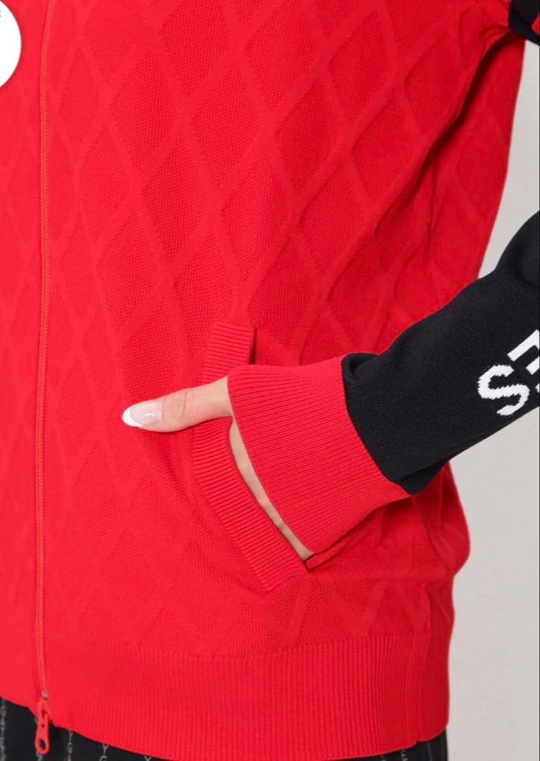 値下げ 新品タグ付き パーリーゲイツ ジャガード フルジップニット