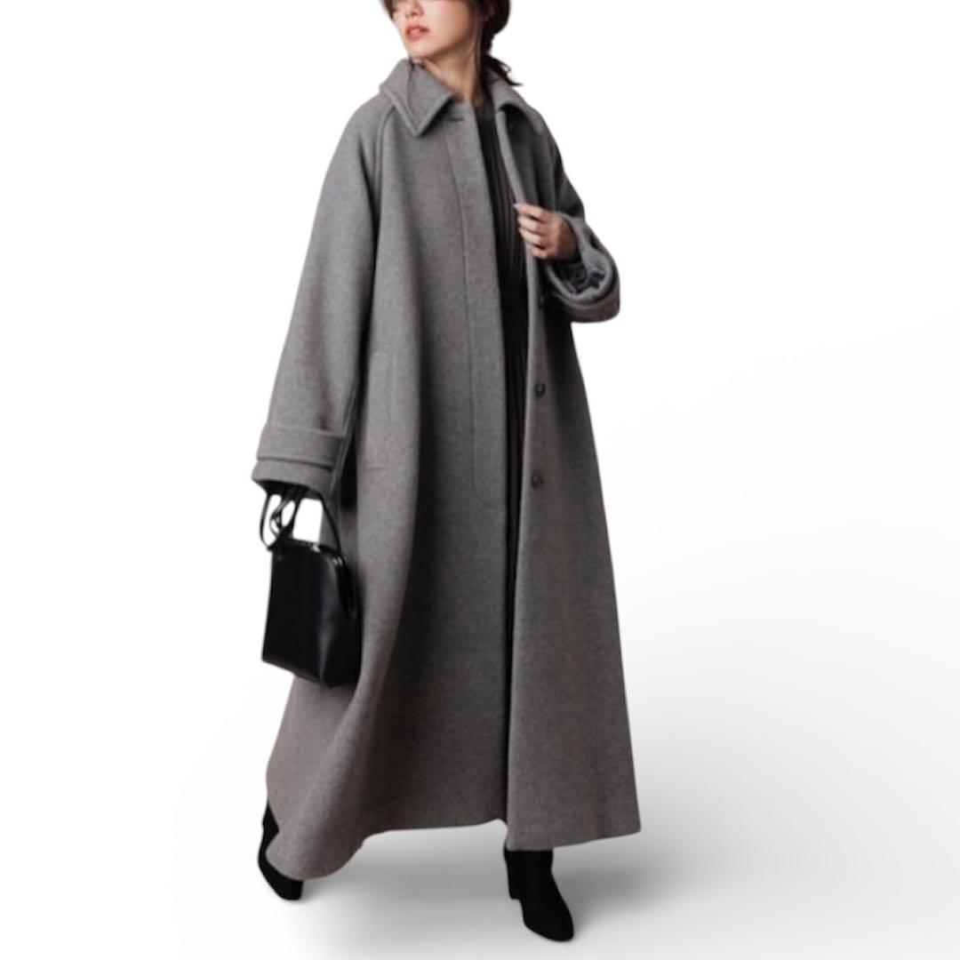 FRAY I.D フレイアイディー バルマカン ロングコート グレー カシミヤ混