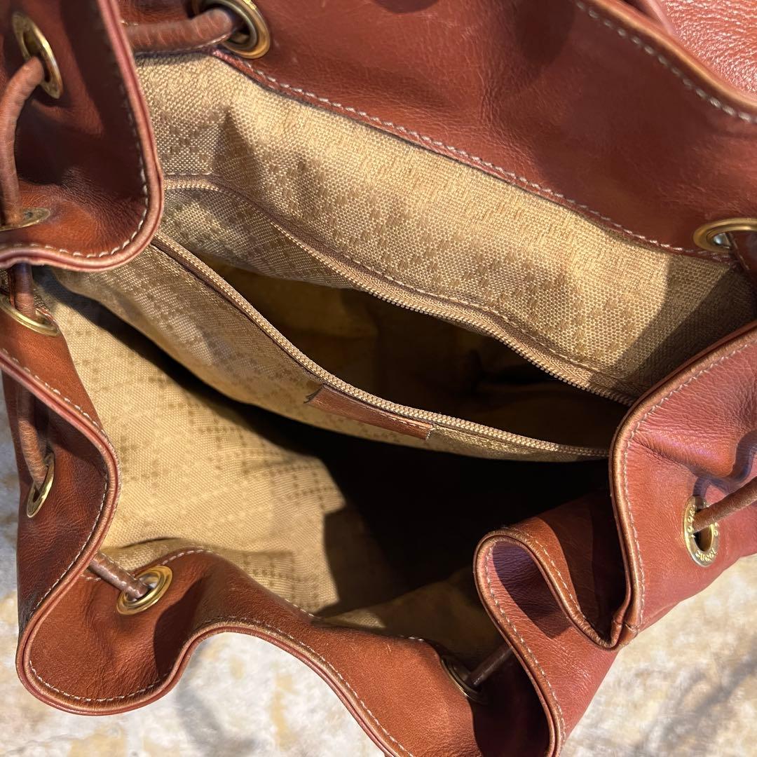 ク*︎様 【GUCCI】オールドグッチ バンブー リュックサック レザー キャメ