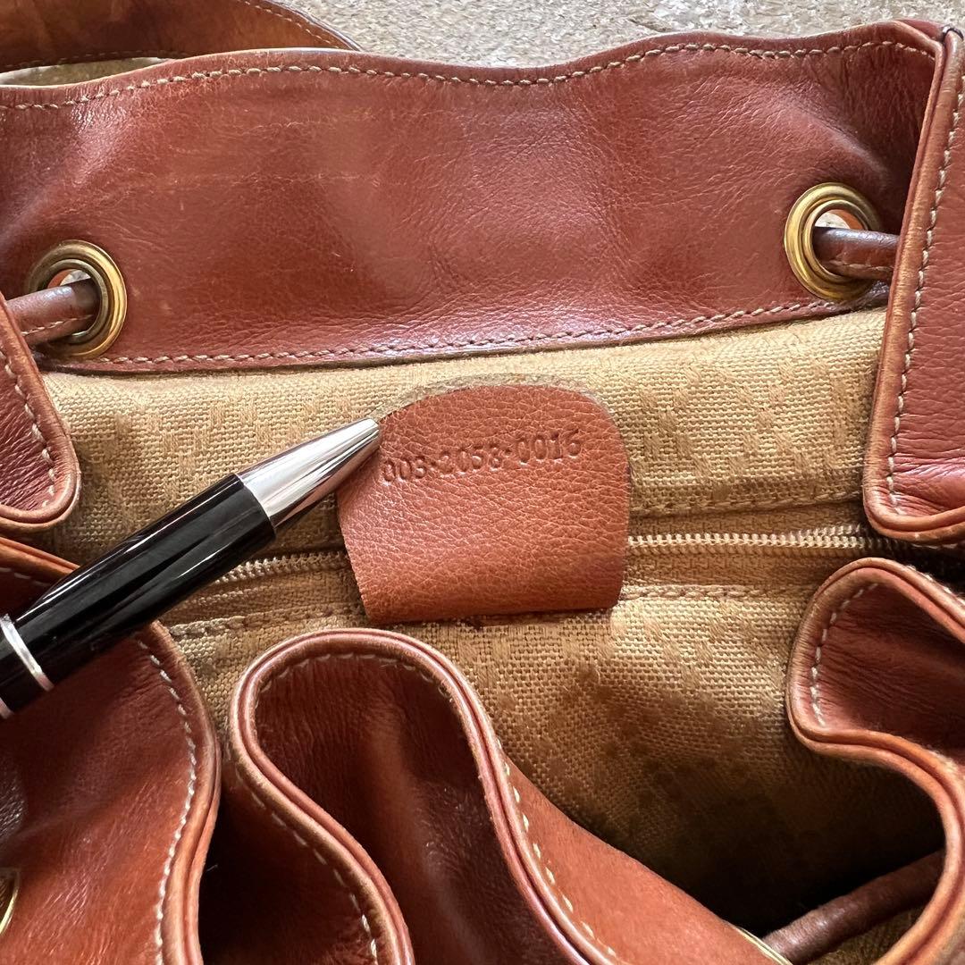 ク*︎様 【GUCCI】オールドグッチ バンブー リュックサック レザー キャメ