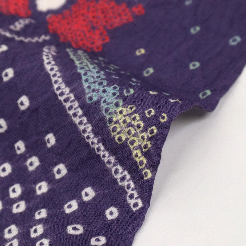 《手しぼり＊浴衣反物■蝶に花模様■紫色◆木綿■お仕立可♪夏着物■反24-143》