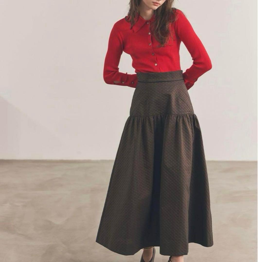 Aimeine 襟付きリブニットカーディガン